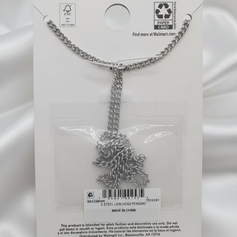 Believe by Brilliance Men’s Silver Lion Head Pendant Necklace 24” NWT - Picture 5 of 8